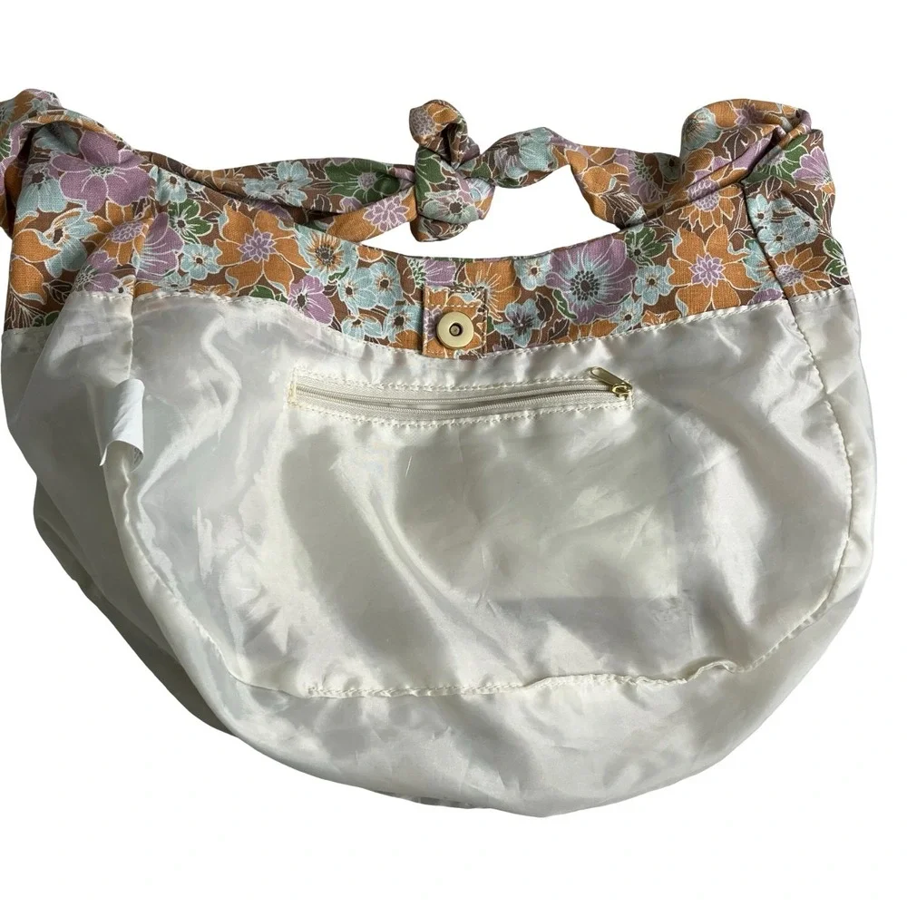 Madden Girl Hobo Bag Floral Knotted Shoulder Purse Boho Retro 70s Vibe Cottage